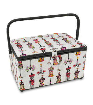 CDL Hand Stitched Mini Basket ベージュ Dritz Large Sewing Basket with Metal Handle: Cotton Storage