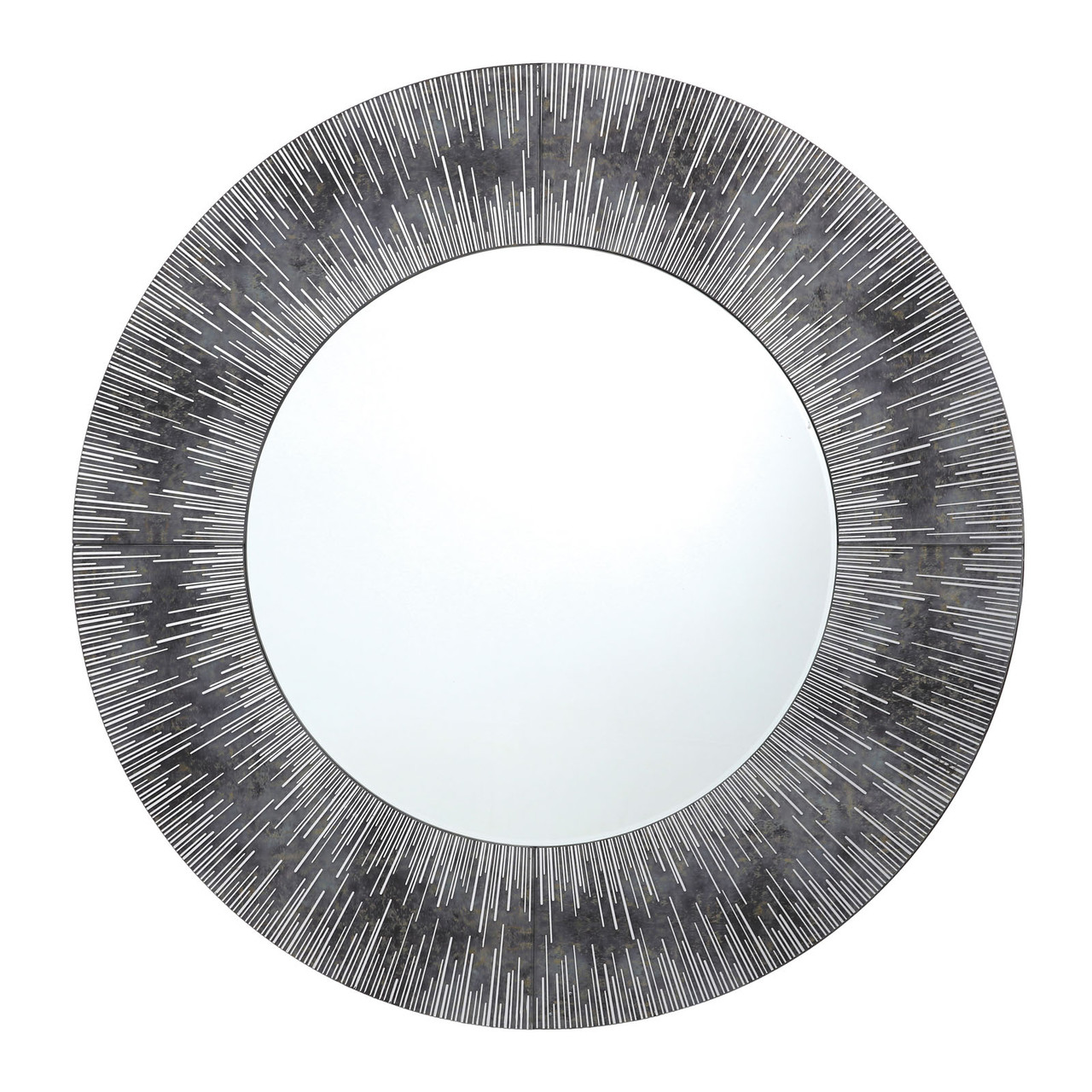 Neome Round Mirror With Silver/Grey Frame 80Cm | The Home Library 