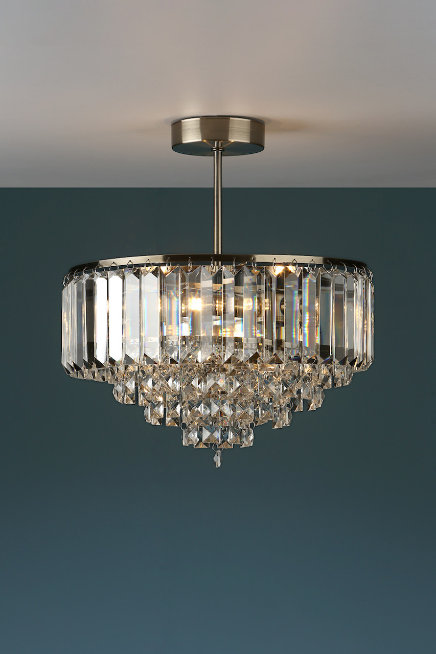 Vienna Crystal & Antique Brass 3 Light Semi Flush Ceiling ...