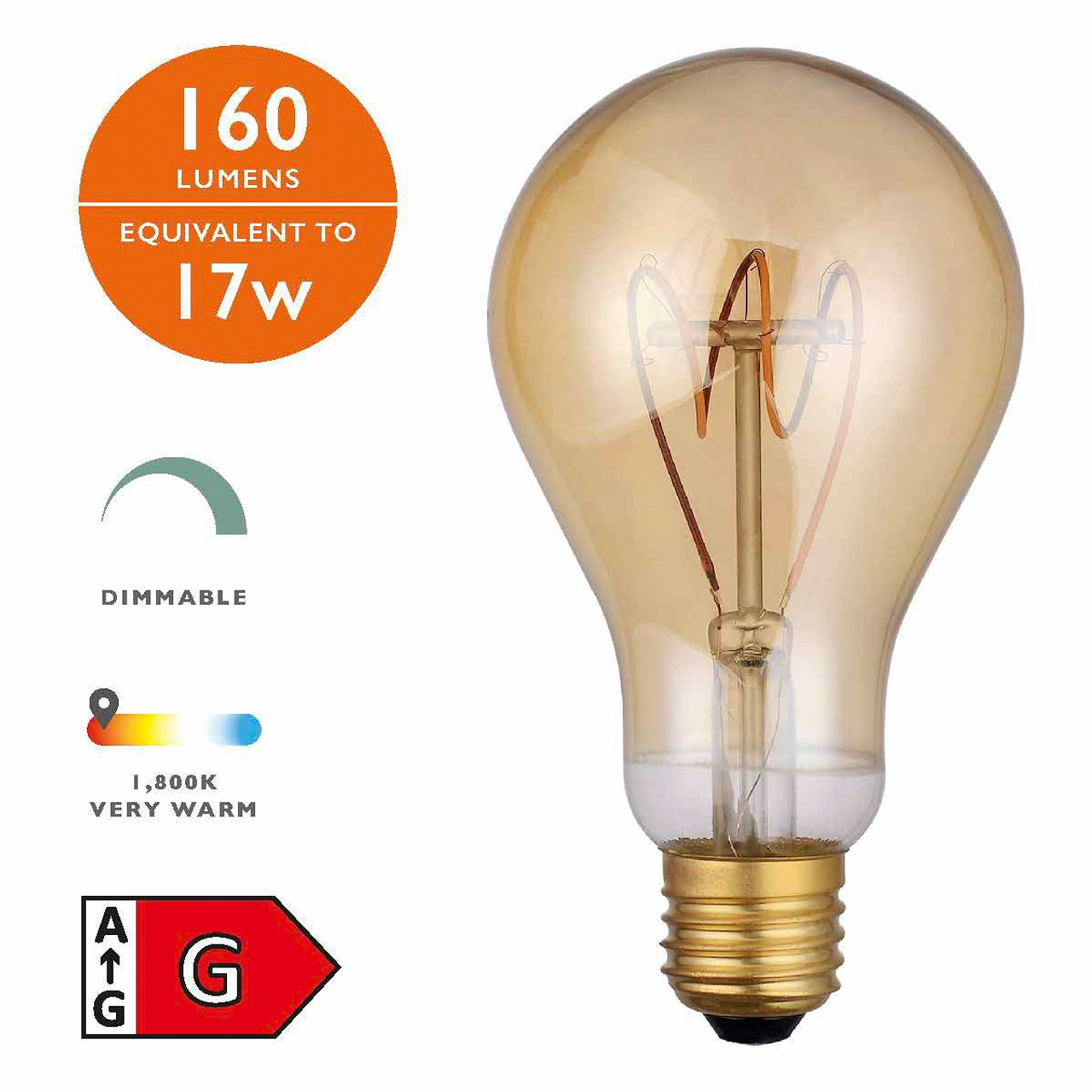 4w amber led vintage filament light bulb