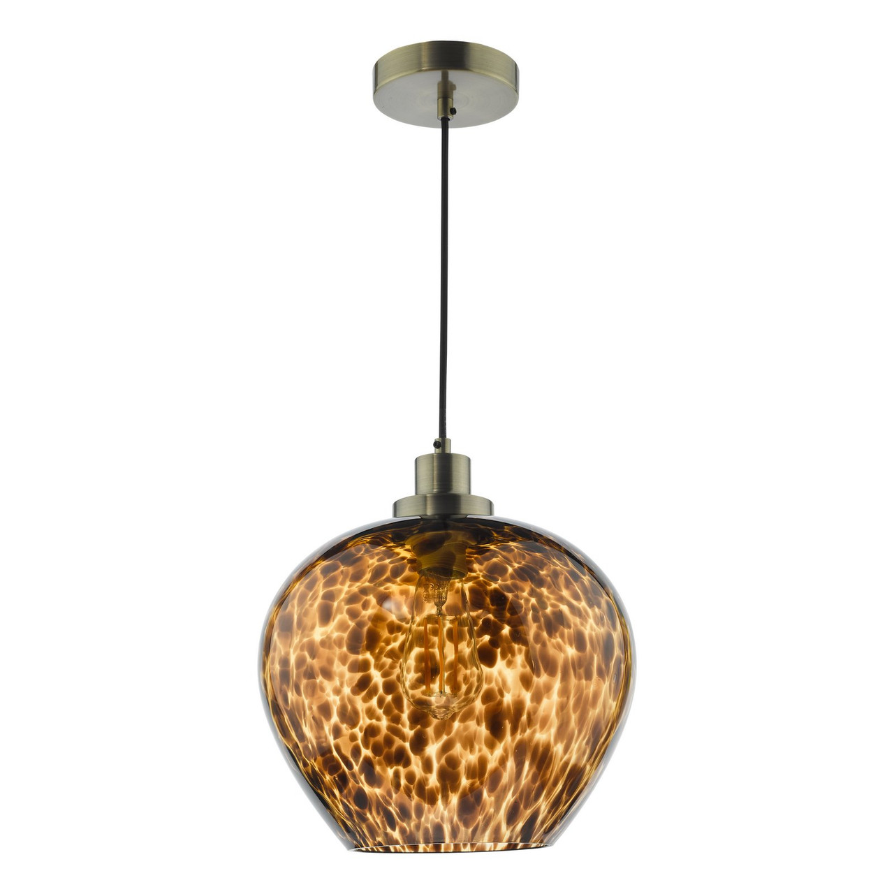 Leandra Pendant Tortoiseshell Glass and Antique Brass | The Home