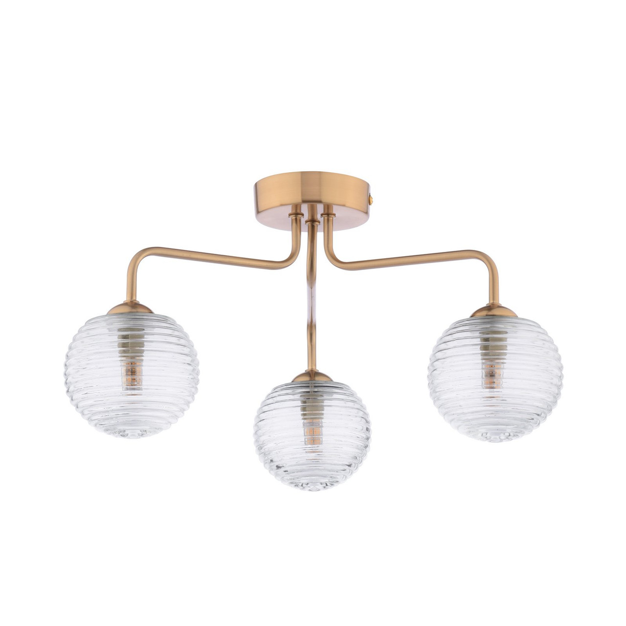 Bronzed Ribbed Glass Feya 3 Light Semi-Flush Antique Bronze & Ribbed Glass | The Home ...