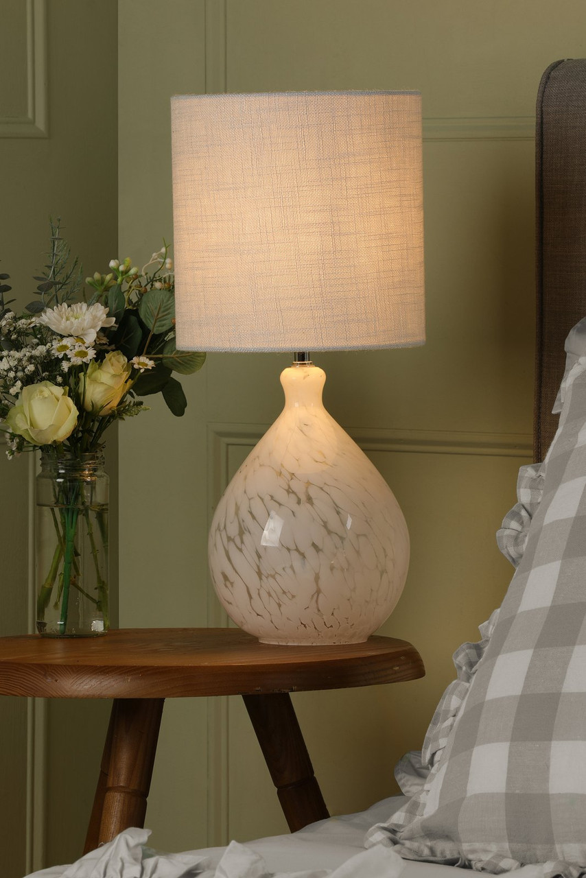 Laura Ashley Confetti Table Lamp White Art Glass and Polished