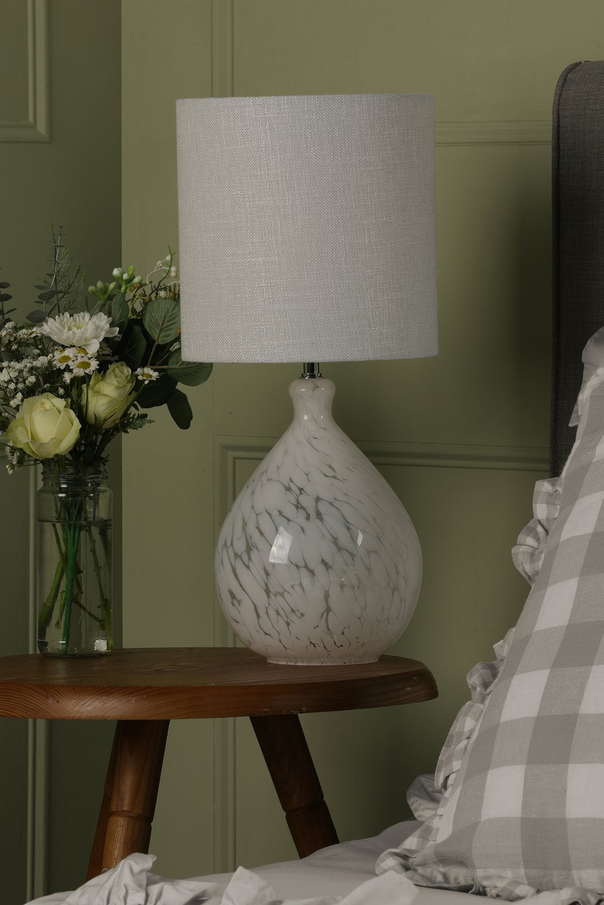Laura Ashley Confetti Table Lamp White Art Glass and Polished