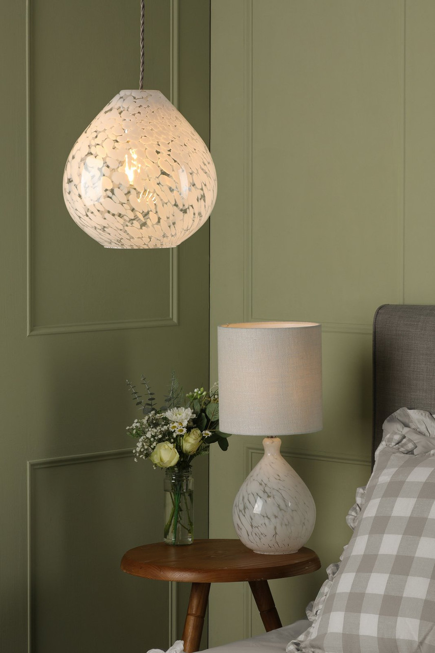 Laura Ashley Confetti Table Lamp White Art Glass and Polished
