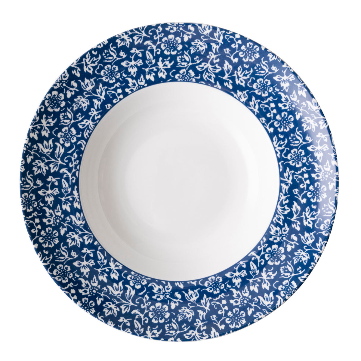 Plate L White Swirl-Stripes Blue Feast | The Home Library