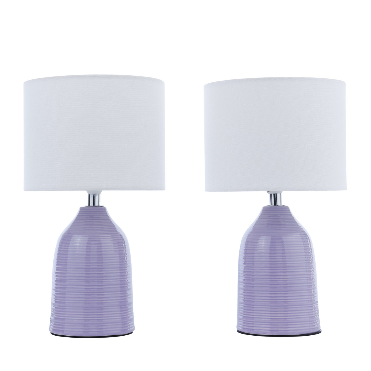 Laura Ashley Penny Table Lamp Purple Ceramic and Polished Chrome
