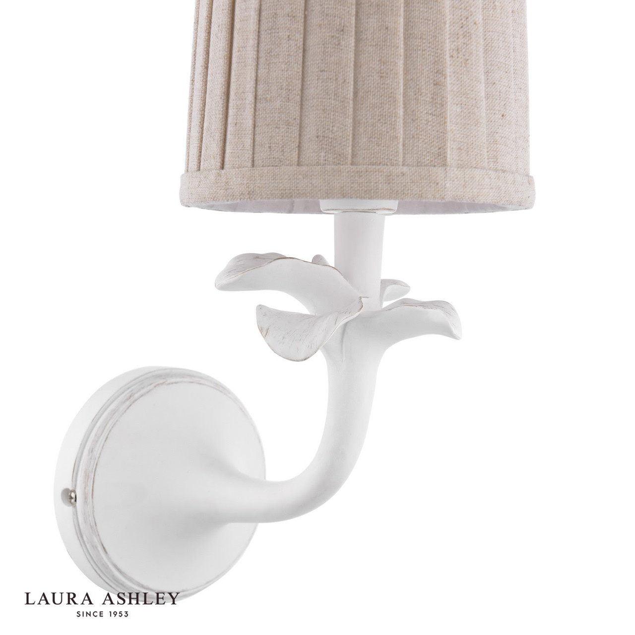 Laura Ashley Eleni Wall Light Matt White With Shade - The Home Library