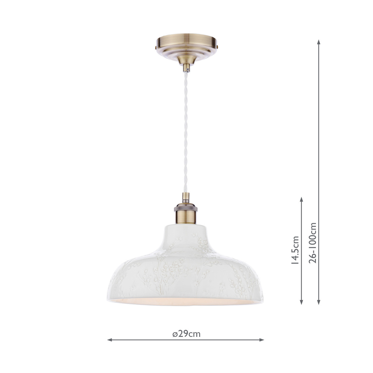 Laura Ashley Pussywillow Pendant Antique Brass and White - The