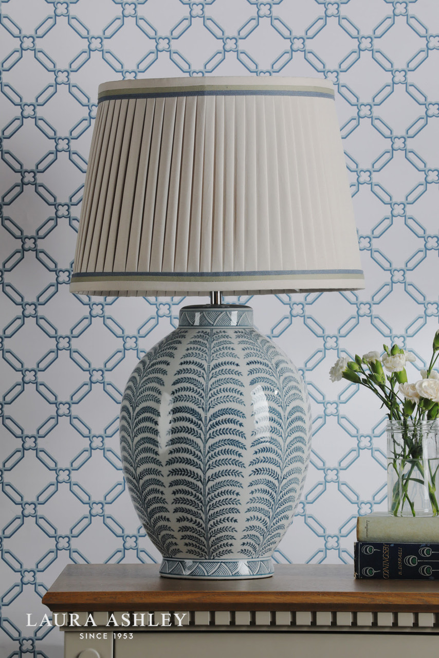 Laura Ashley Stannard Table Lamp Blue With Shade - The Home Library