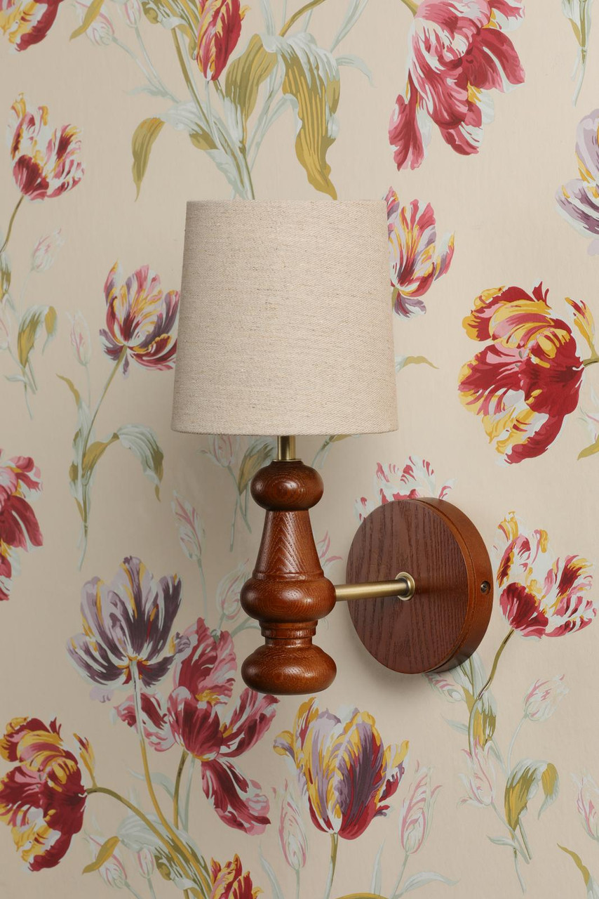 Laura Ashley Millbrook Wall Light Dark Wood and Industrial Brass