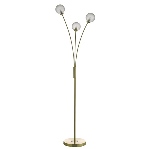 Avari 3 Light Floor Lamp Satin Brass And Clear Frosted Glass