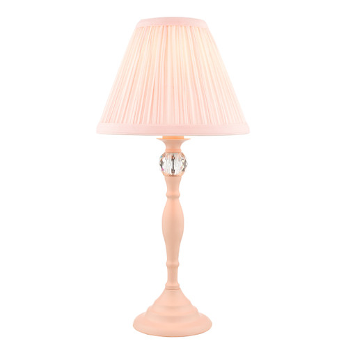 Ellis Satin-Painted Spindle Table Lamp with Blush Shade