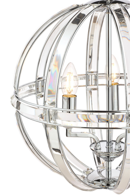 Aidan Glass & Polished Chrome 3 Light Globe Chandelier