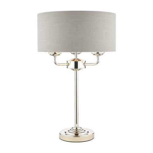 Sorrento Polished Nickel 3 Light Table Lamp with Silver Shade