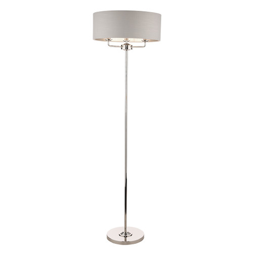 Sorrento Polished Nickel 3 Light Floor Lamp with Silver Shade