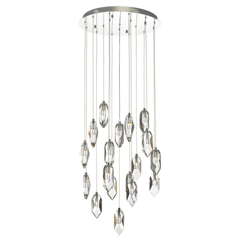 Crystal 18lt Cluster Pendant Polished Chrome & Crystal