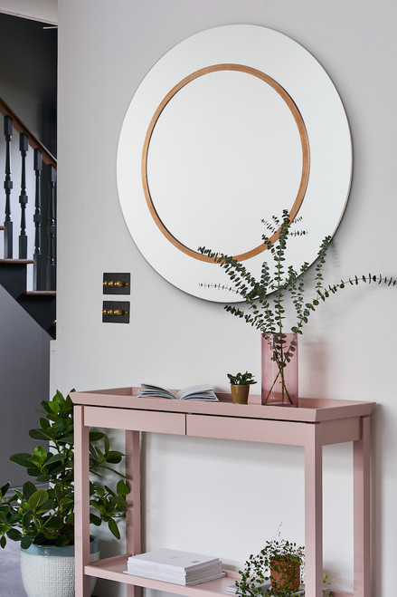 Maya Round Mirror with Mottled Bronze Band