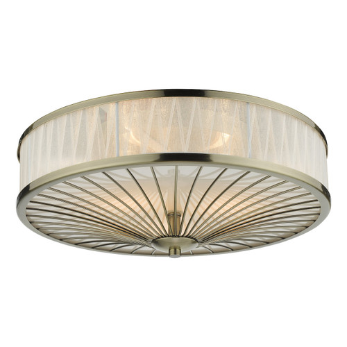 Oslo 3 Light Flush Ceiling Light Antique Brass