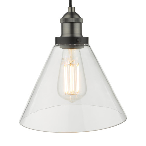 Ray 1 Light Single Pendant Antique Nickel Clear Glass