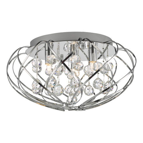 Davian 3 Light Flush Crystal & Polished Chrome