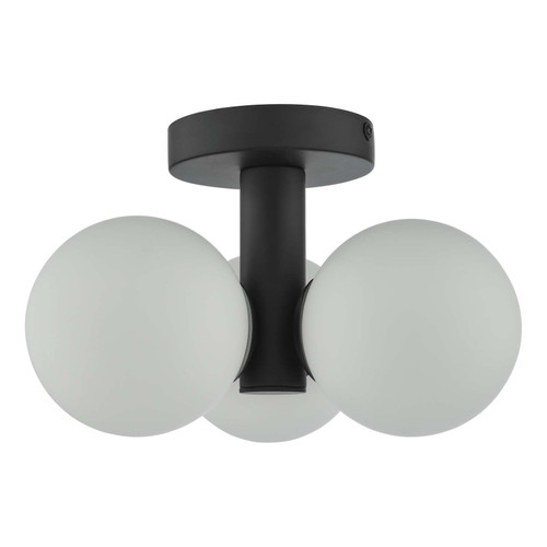 Blake Bathroom 3 Light Semi Flush Matt Black Opal Glass