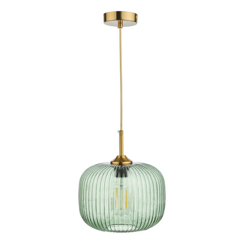 Demarius 1 Light Pendant Green Glass Bronze Detail