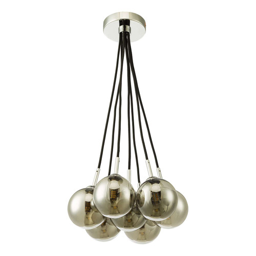 Elpis 7 Light Cluster Pendant Polished Chrome Smoked Glass