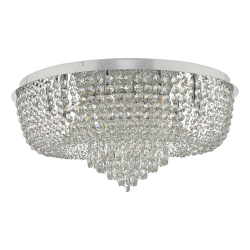 Eitan 12 Light Beaded Flush Clear and Polished Chrome