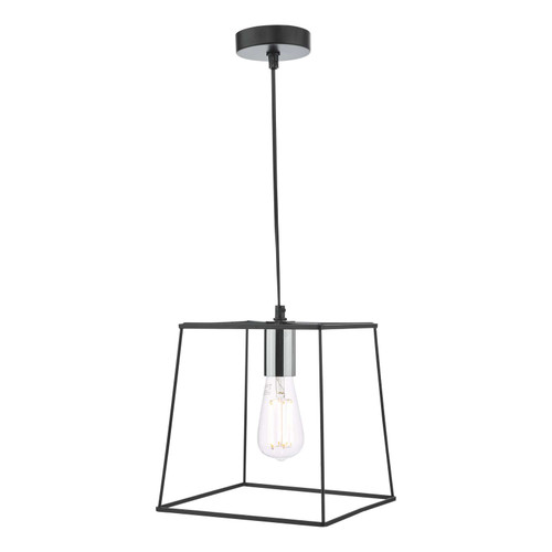 Tower 1 Light Single Pendant Matt Black Polished Chrome