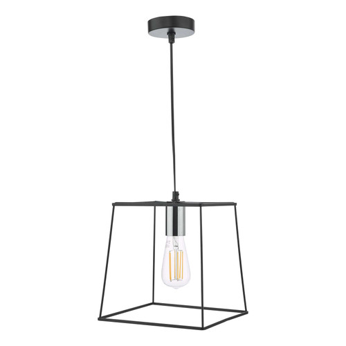 Tower 1 Light Single Pendant Matt Black Polished Chrome