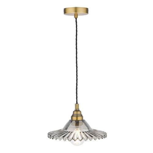 Laura Ashley Pippa Pendant Aged Brass Smoked Glass
