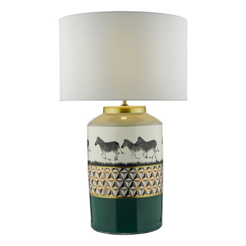 Callie Ceramic Table Lamp Green/Gold Zebra Motif Base Only