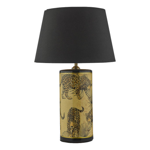 Eliza Ceramic Table Lamp Leopard Motif In Gold Base Only