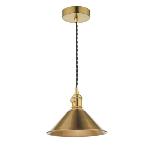 1LT Pendant Natural Brass C/W Aged Brass Shade