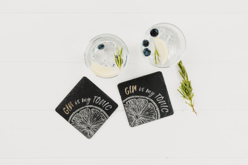 Slate & Gold Coasters - Gin is my Tonic, Set of 2