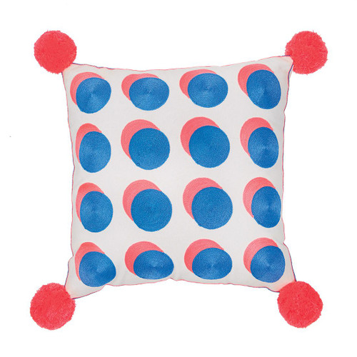 Letterpop Hearts Cornflower/Coral Cushion by Bombay Duck