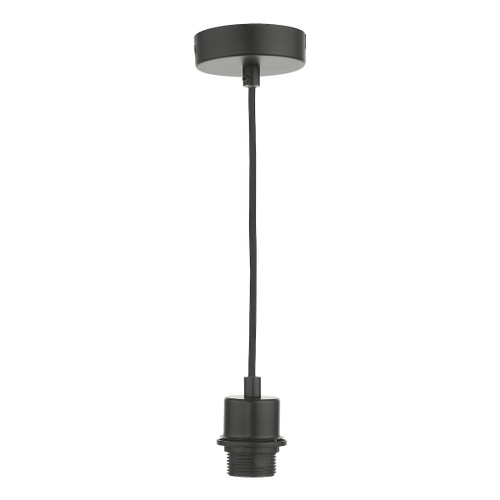 1 Light Matt Black E27 Suspension With Black Cable