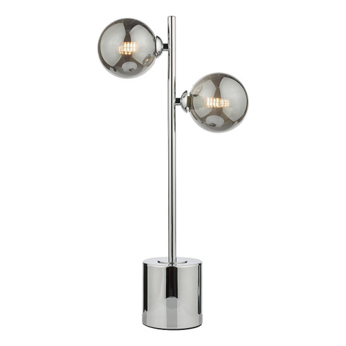 Spiral 2 Light Table Lamp Polished Chrome Smoked Glass