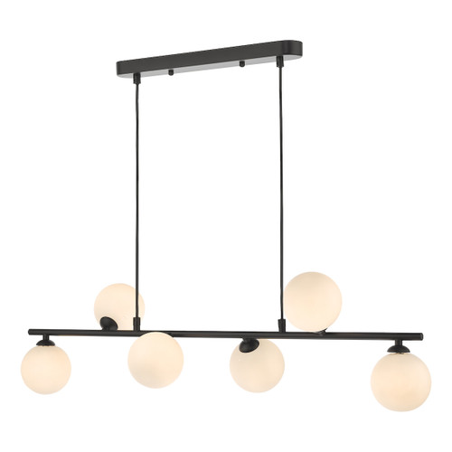 Spiral 6 Light Bar Pendant Matt Black Opal Glass