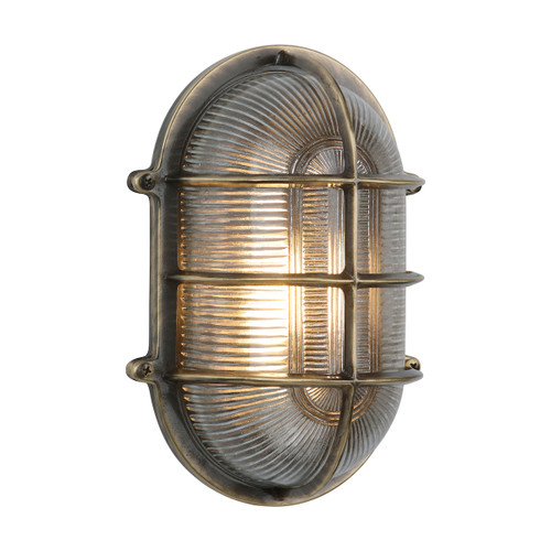 Admiral Large Oval Outdoor Wall Light Antique Brass IP64