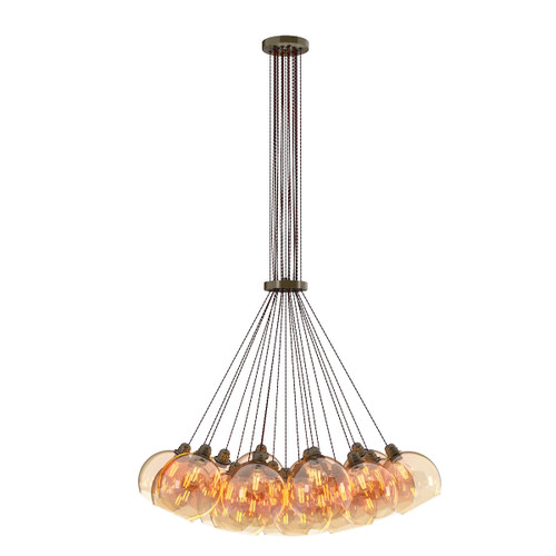 Apollo 19 Light Pendant In Antique Brass With Amber Glass