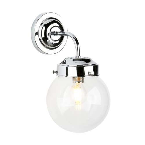 Fairfax Single Wall Light In Polished Chrome With Clear Glass