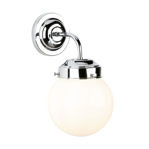 Fairfax Single Wall Light In Polished Chrome With Opal Glass