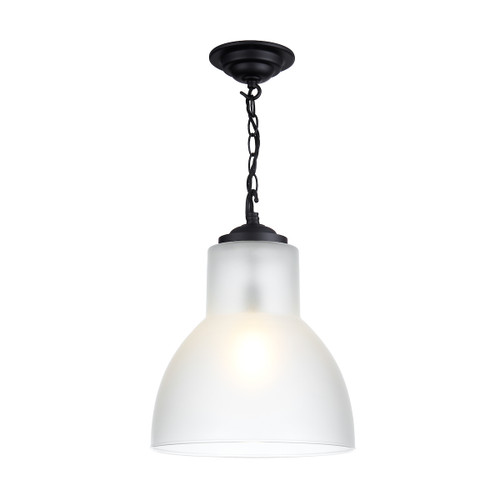 Upton Single Pendant Large In Black With Opal Glass