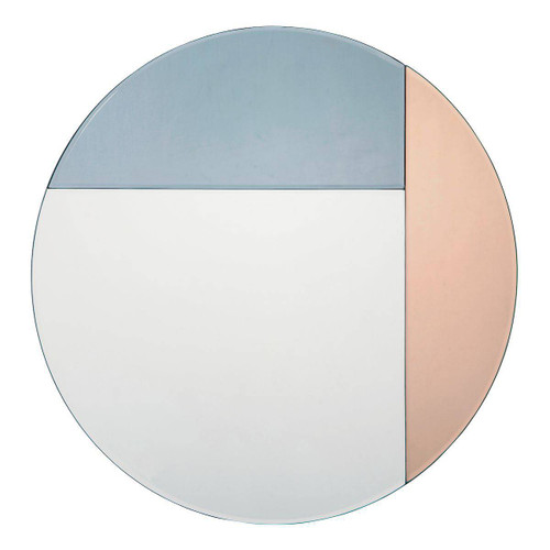 Thalia Round Blue And Rose Gold Mirror 50cm