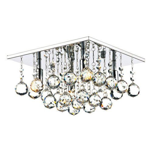 Abacus 4 Light Flush Polished Chrome Crystal