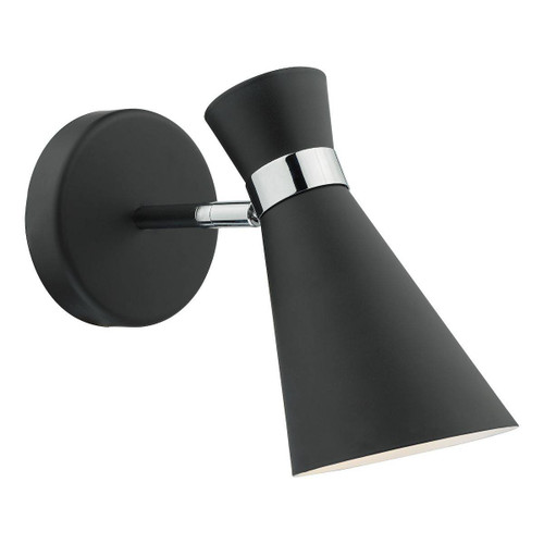 Ashworth Single Wall Spotlight Matt Black Polished Chrome