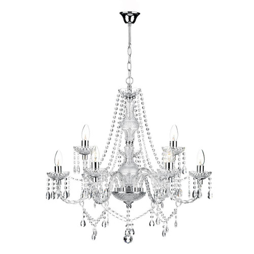 Katie 9 Light Chandelier Polished Chrome Acrylic Glass