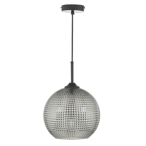 Soren 1 Light Pendant Black And Smoked Textured Glass